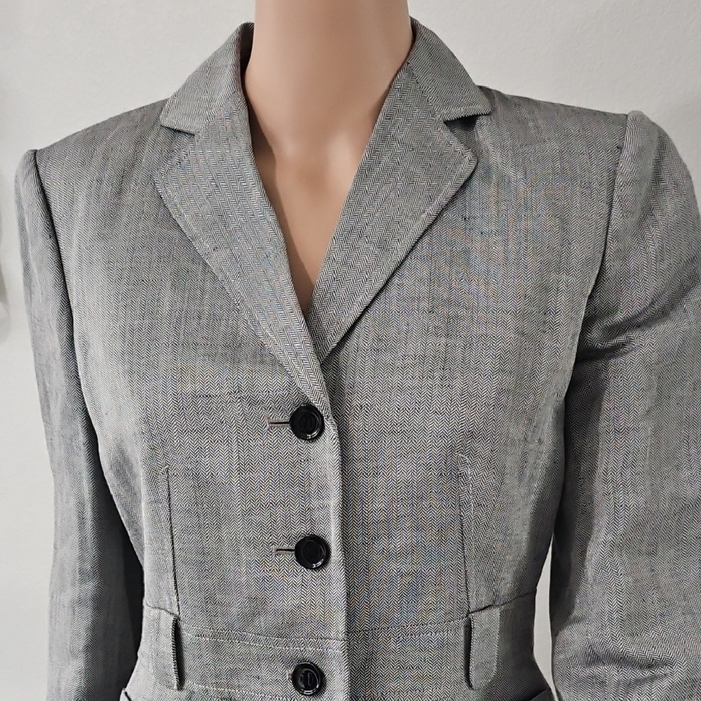 Calvin Klein Gray Textured Fitted Button Front Suit Blazer Size 4 Nwt